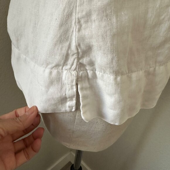 Agolde Fitted Button Up Blouse Short Sleeve Airy Linen Minimalist White Sz S - Picture 9 of 10